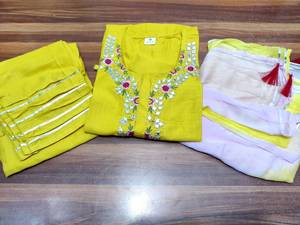Attractive Heavy Rayon Printed <b>Kurti</b> With Pant and Dupatta Set for Women , Festive Wear, <b>Indian</b> Wedding Dresses - Product Image 6