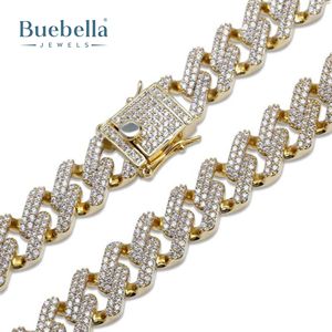 14K chapado en oro blanco 925 Plata moissanita diamante 13mm Baguette G-link cadena cubana para hombres - Product Image 3