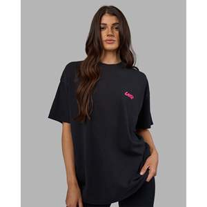 T-shirt Oversize Lourd en Coton-Bambou 240 GSM Noir Délavé Plum Caspia – Modèle Designer - Product Image 5