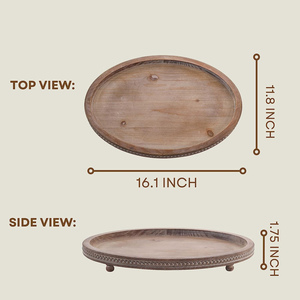 Top vente forme ovale naturel manguier bois plateau décor ferme Style ovale en bois plateau perlé en bois pour hôtels Restaurant utilisation - Product Image 3