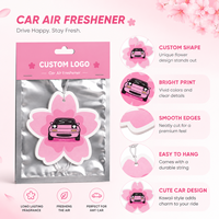 Feuilles parfumées imprimées personnalisées en forme de diffuseur de parfum suspendu pour voiture, motif fleur de cerisier mignon, avec logo pour automobile