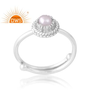 Bague en argent 925 avec pierre précieuse naturelle en perle, design tendance, bijoux personnalisés pour femmes, cadeau pour elle, fabricant de bijoux indien - Product Image 1