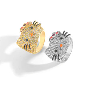 Anillo de Diamante Moissanite Personalizado, Moderno, Chapado en Oro de 18K, Diseño de Dibujos Animados, Joyería Linda para Mujeres, Niñas y Niños, para Regalo - Product Image 1