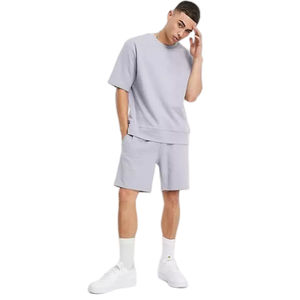 Conjunto de Pantalones Cortos para Hombre, 100% Algodón, Peso Pesado, 220 GSM, Diseño Personalizado, Conjunto Deportivo de Alta Calidad para Correr y Trotar, Camisetas con Cuello Redondo - Product Image 1