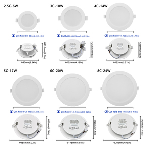 Đèn <span class=keywords><strong>LED</strong></span> âm trần <span class=keywords><strong>6W</strong></span>-24W AC100-240V 120 độ 90lm/W 3CCT Đèn trần âm trần IP20 để chiếu sáng gia đình và văn phòng - Product Image 2
