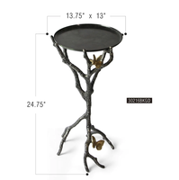 Table d'appoint en métal brindille et papillon en laiton AK Table personnalisée finie antique pour meubles de restaurant et de café
