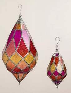 Weather resistant metal iron <b>Moroccan</b> hanging <b>lantern</b> with vintage patina designed for sophisticated outdoor use - Product Image 5