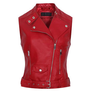 Chaleco de Cuero Genuino de Alta Calidad para Mujer, Resistente al Viento, Estilo Urbano, Hip Hop, Personalizable, OEM - Product Image 3