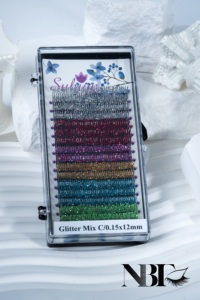 ขนตาต่อแบบเปียกมีสีสำหรับต่อขนตา PBT ไฟเบอร์แคชเมียร์ J, C , CC , D หยิกหนา0.10มม. - Product Image 4