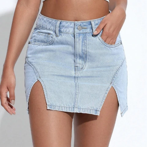 Latest Design Women Cotton Denim <b>Skirt</b> Streetwear Winter High Waist Elegant Fashion High Quality Diamonds Lace Belt Washed - Product Image 3