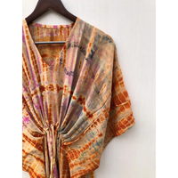 Kaftan en crêpe de soie tie-dye pour femmes, robe sari faite à la main, couvre-maillot de plage, marché de gros au meilleur prix