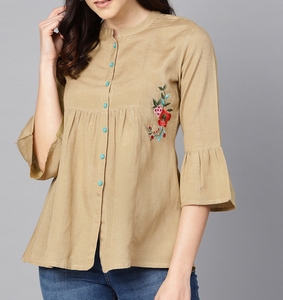 Nueva camisa de manga larga de encaje bordado a rayas azules personalizada, blusa informal, camiseta, ropa de mujer - Product Image 3