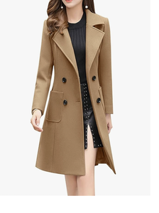 Abrigo de Lana con Cuello de Solapa y Doble Botonadura para Mujer, Elegante, Directo de Fábrica en Bangladesh, Nueva Llegada, Servicio OEM con Logotipo Personalizado - Product Image 2