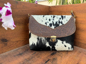 กระเป๋าถือหนังวัวลายนูนสไตล์ตะวันตกสำหรับผู้หญิงกระเป๋าตังค์แกะสลักแบบมีสไตล์ลำลองกระเป๋าหนังแท้ - Product Image 2