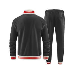 Conjunto Deportivo de Dos Piezas para Hombre, Sudadera con Cremallera Completa, Traje Deportivo Informal para Exteriores, para Correr, con Rayas Deportivas, Negro - Product Image 2
