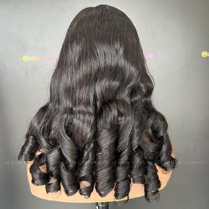 Human Hair Collection Curly Wavy <b>Wigs</b> Glueless Hot Textures Vietnamese Raw Hair <b>Best</b> Quality Natural Black - Product Image 1