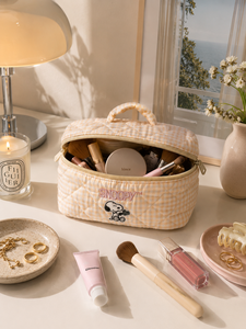 Private Label Travel <b>Makeup</b> Bag Cute Quilted Cosmetic <b>Case</b> ODM Beauty Organizer OEM Factory - Product Image 1