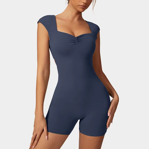 Vente en gros d'usine de vêtements de sport une pièce à manches longues pour le fitness vêtements d'entraînement body à la mode combinaison de yoga à demi-fermeture éclair - Product Image 4