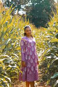 Hand Block Printed Hyacinth Floral Cotton Midi Dress - Product Image 4