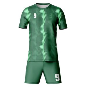 ชุดเสื้อฟุตบอลซับลิเมชั่นคุณภาพสูงสั่งทำได้ พร้อมปักชื่อทีมและโลโก้ ขายส่ง ผลิตจากโพลีเอสเตอร์ 100% แห้งเร็ว แขนสั้น - Product Image 2