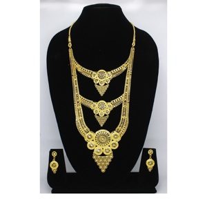 Indian Antique <b>Jewelry</b> <b>Gold</b> Plated Trendy Pure Brass Indian Bridal Wedding Wear <b>Jewelry</b> High Quality Necklace <b>Set</b> - Product Image 1