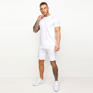 <b>Summer</b> <b>Men</b> Casual Sets Solid Color Short Sleeve T <b>Shirt</b> Shorts Streetwear Workout Suits 2 Pieces Set - Product Image 3