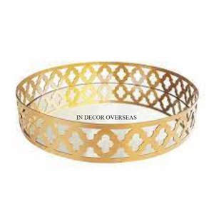Mots Fancy Diseñador único Alta calidad estándar Metal Forma redonda Espejo Bandeja para servir Decoración para el hogar y el hotel Accesorios Suministros - Product Image 2
