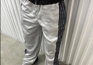 Streetwear personnalisé coupe-vent pantalon de survêtement à rayures latérales logo brodé 100% coton Baggy Jogger pantalon de survêtement évasé en nylon pour hommes - Product Image 6