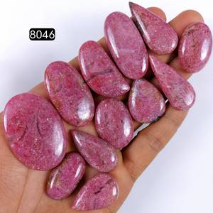 Lot de cabochons ovales en rhodonite 100 % naturelle, faits à la main, couleurs mélangées, pour la fabrication de bijoux, en vrac, magnifiques, aux vertus curatives, certifiés par des tiers, vente en gros OEM - Product Image 2
