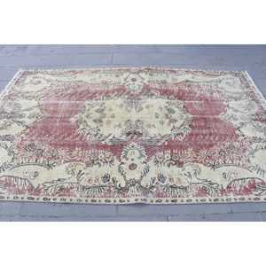 พรมตุรกีโบราณ ขนาด 5.3x8.4 ฟุต พรมลายดอกไม้สีแดงขนาดใหญ่ - Product Image 4