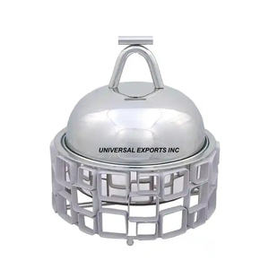 Metal <b>Food</b> <b>Warmer</b> Silver Finished Dinnerware Handmade Designer Casserole Hot Selling Wholesale Fancy metal Hotpot - Product Image 5