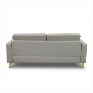 Meubles de salon, canapé sectionnel moderne nordique en cuir PU, pieds en métal capitonnés, trois places, gris clair, utilisation hôtelière - Product Image 2