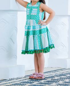 Vestido de Chifón sin Mangas para Niñas, Cuello en V, Transpirable, con Borlas en el Bajo, Estilo Bohemio, Mini Vestido de Verano con Capas - Product Image 3
