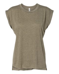 T-shirt pour femme Bella + Canvas Flowy Muscle avec poignets roulés 8804 Xs-4XL Olive Flowy Roulé Manchettes Muscle Tee - Product Image 1
