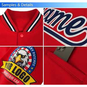 Veste de baseball personnalisée Excellence Varsity Texte cousu personnalisé léger et logo en orange vif et bleu clair - Product Image 5