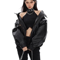 Dernières tendances de la mode streetwear, vestes en cuir à fermeture éclair élégantes pour femmes, vente en gros, vêtements unisexes Y2K, veste de motard d'hiver sur mesure