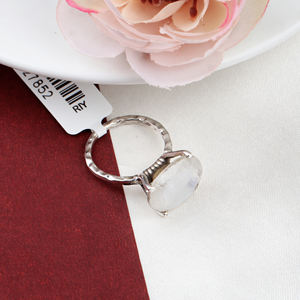 แหวนพลอยมูนสโตนสีรุ้งธรรมชาติสำหรับผู้หญิงแหวนเงินสเตอร์ลิง925ทำด้วยมือ - Product Image 1