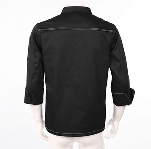 Veste de chef grise à manches longues pour homme, en polyester tissé, uniforme de restaurant, fermeture à boutons, uniformes de restaurant et de bar - Product Image 3