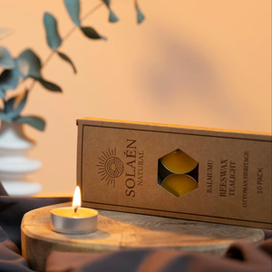 10 Bougies Chauffe-Plat Naturelles en Cire d'Abeille Premium - SOLAEN NATURAL Fabriquées à Istanbul - Product Image 1