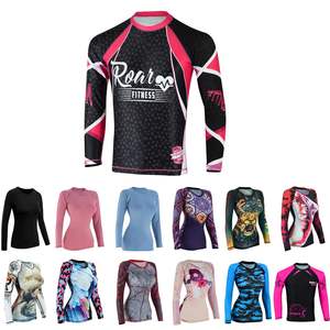 Personalizado de manga larga hombres mujeres Rashguard gimnasio entrenamiento desgaste de compresión ajuste transpirable tejido elástico OEM al por mayor - Product Image 6