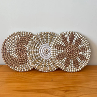 Meilleures ventes : Grand ensemble de décoration murale suspendue en bois style bohème, 6 paniers en jonc de mer, cadeau du Nouvel An, Vietnam, motif végétal polyvalent