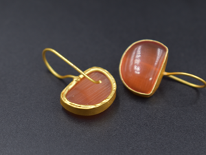 Pendientes de moda pendiente de moda fabricante proveedor 18K chapado en oro inoxidable Piedra Natural pendientes redondos - Product Image 3