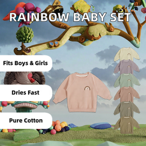 Listo para Enviar, Conjuntos de Ropa Casual de Lana para Bebés de 0 a 2 Años, 2 Piezas, 100% Algodón, Ropa de Exterior para Recién Nacidos, Estampado de Arcoíris - Product Image 2