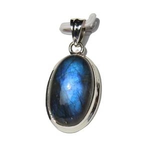 Pendentif unisexe Rudra Gems en argent sterling 925, serti clos, fait main, labradorite éclatante, style bohème, certifié par une tierce partie - Product Image 1