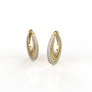 เครื่องประดับ avarta 18K ต่างหูห่วงเพชรสีเหลืองทอง - Product Image 2