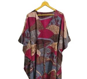 V-Neck Short Sleeve Full-Length <b>Kimono</b> Robe 100% <b>Silk</b> Floral Print Quick Dry Drawstring Closure Summer Casual wear - Product Image 2