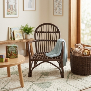 Fauteuil enfant en rotin marron, mobilier moderne pour salle de jeux, fauteuil léger et mignon pour chambre d'enfant, style bohème, vente en gros - Product Image 4