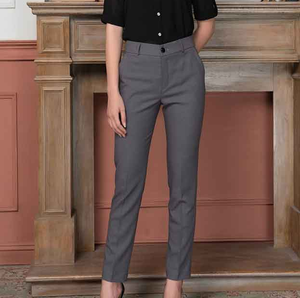 กางเกงขายาวทรงตรงเอวสูงสำหรับผู้หญิง สไตล์ลำลอง/ทำงาน/ธุรกิจ ทรงเข้ารูป มีกระเป๋า - Product Image 2