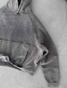 Sudadera con Capucha Personalizada de Estilo Pesado con Bordes Dobladitos, Estampado Desgastado, Corte Rudo, Estilo Retro, Parches, Ropa Urbana para Hombre - Product Image 4