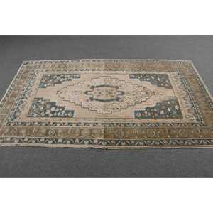 Alfombra Vintage, Alfombra de 3.9x7 pies, Alfombra Turca de Lana Azul Sólida - Product Image 3